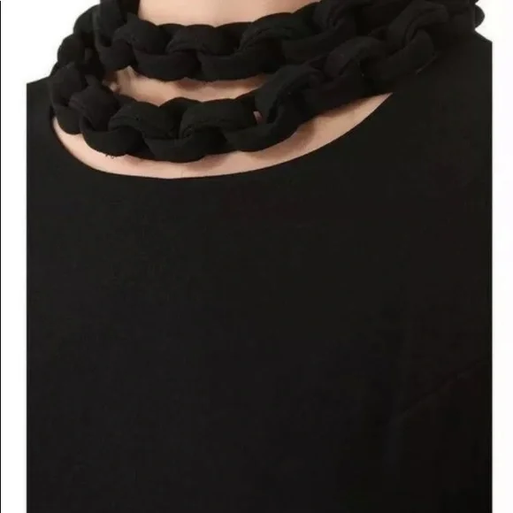 SOLD black crepe dress ornate collar by Diane Von Furstenburg sz XS 2 - Picture 12 of 14